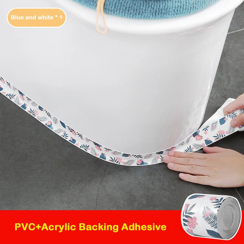 Durable Waterproof Caulk Tape Self Adhesive PVC Sealant Strip Mold-proof Printing Sink Sealing Tape for Countertop Bathroom Oasis Select 01 3.8cm-1.5m
