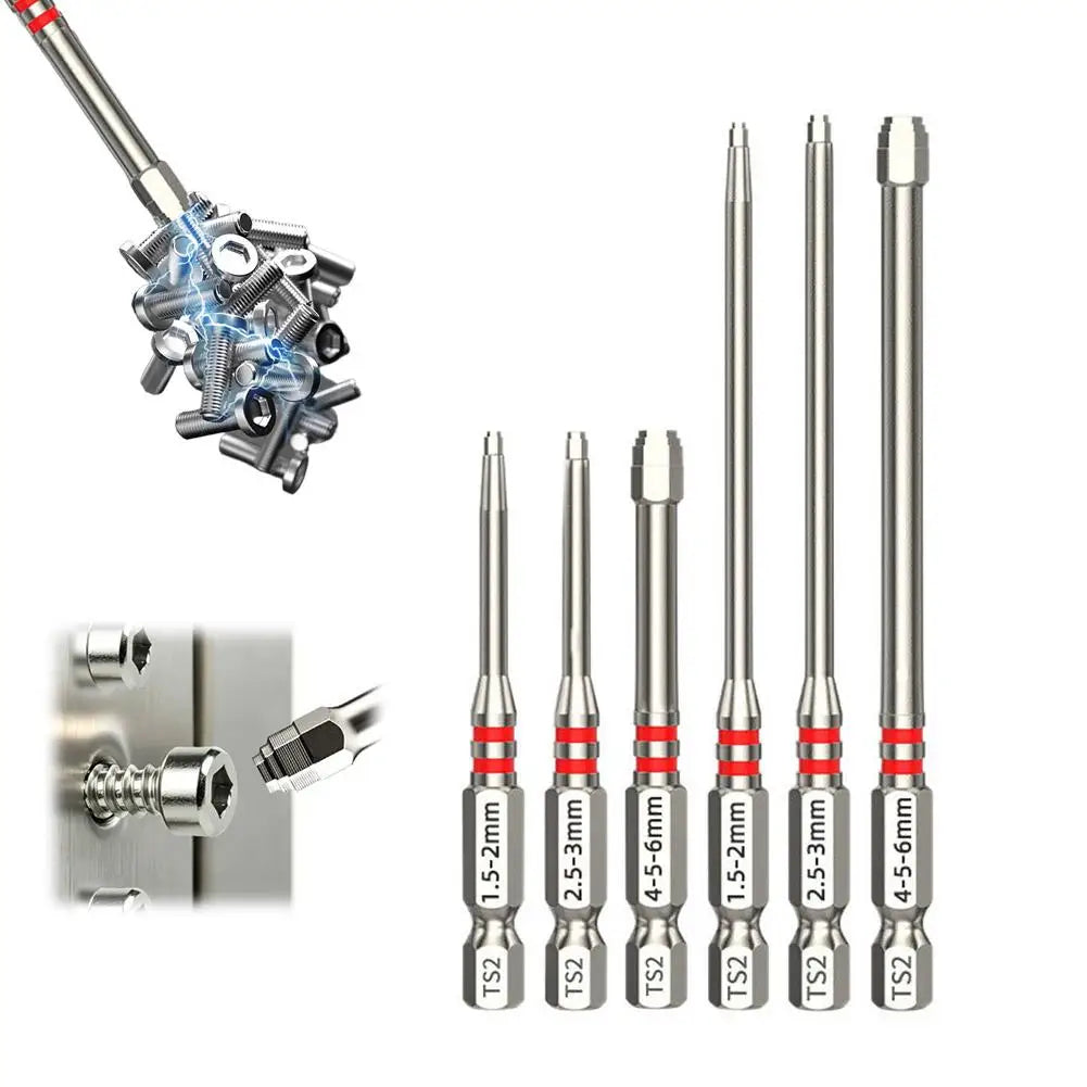 6pc Pagoda Hex Screwdriver Bits – Magnetic S2 Steel Multi-Size Set