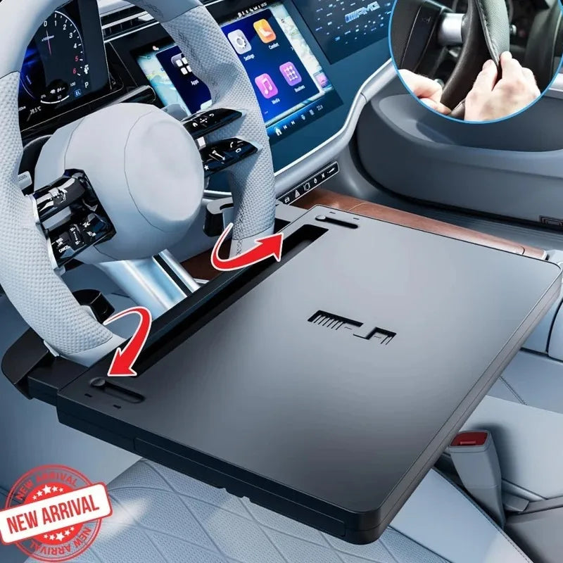 Food Tray Desk Auto Steering Wheel Tray Mount Car Tray Table Folding Laptop Desk Adjustable Water Cup Computer Bracket Car Tray Oasis Select