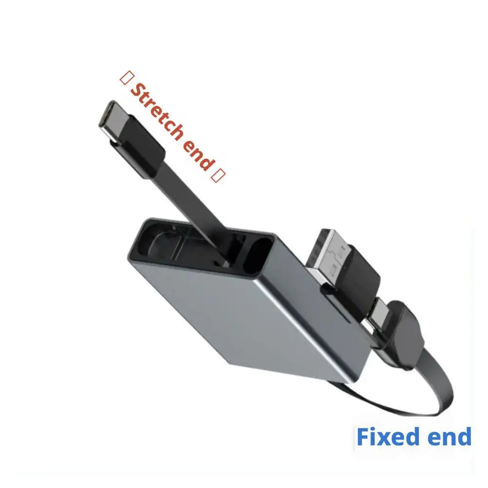 Retractable 3-in-1 USB Cable – USB-C, Lightning & Micro USB