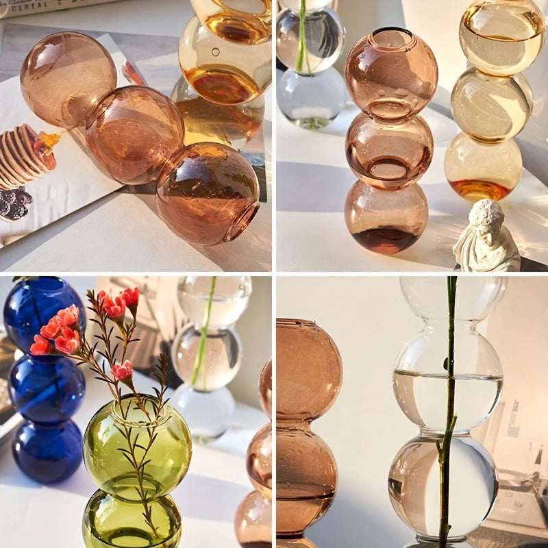 Nordic Glass Bubble Vase - Clear Hydroponic Planter for Home Desk Decor, Cute Simple Gift Idea & Flower Arrangement Decoration Oasis Select