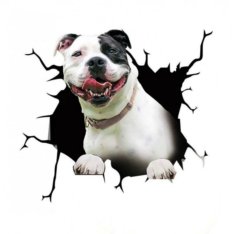 3D Dog Crack Wall Sticker – Waterproof PVC Funny Animal Decal