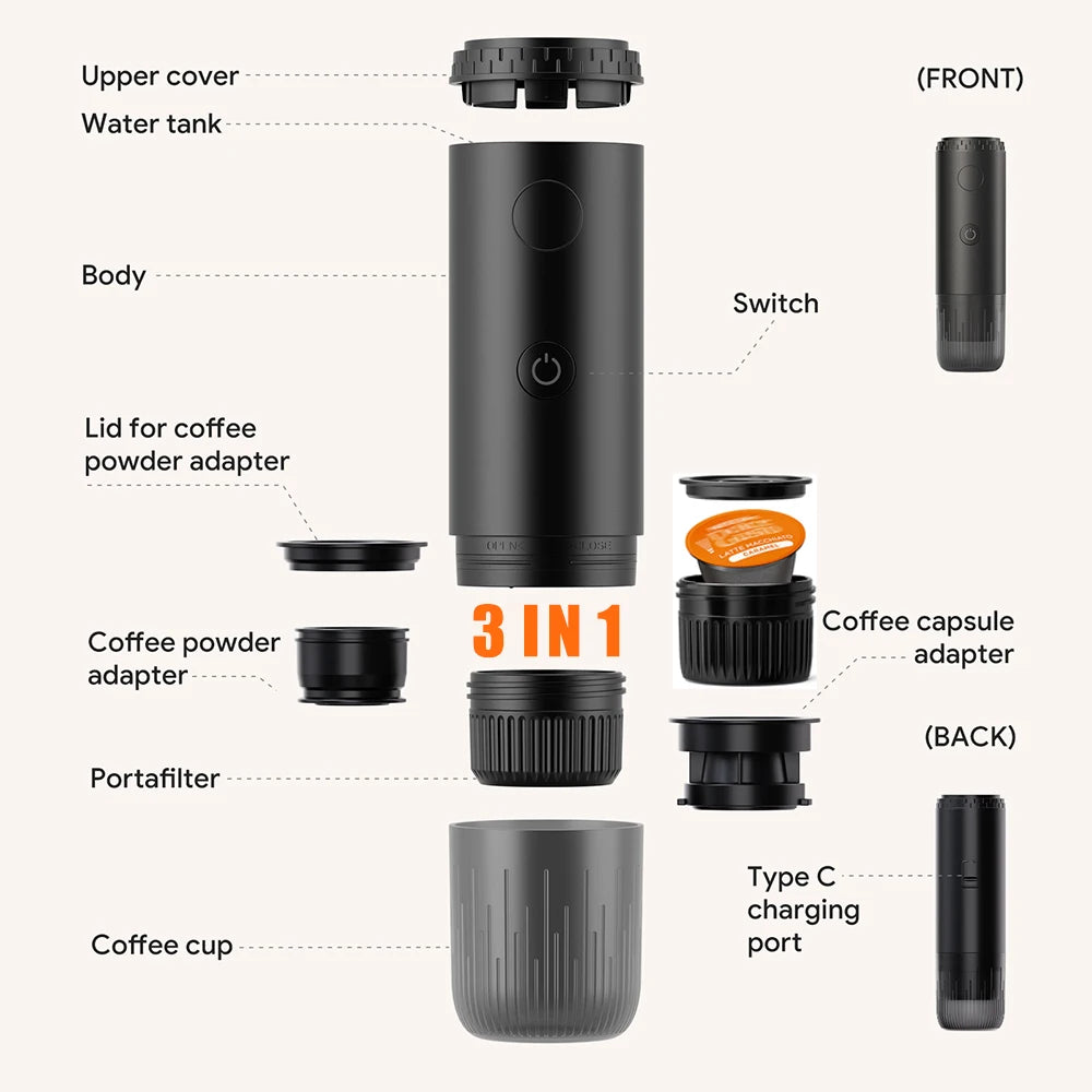 Wireless Portable Espresso Machine 3-in-1 | Car & Camping