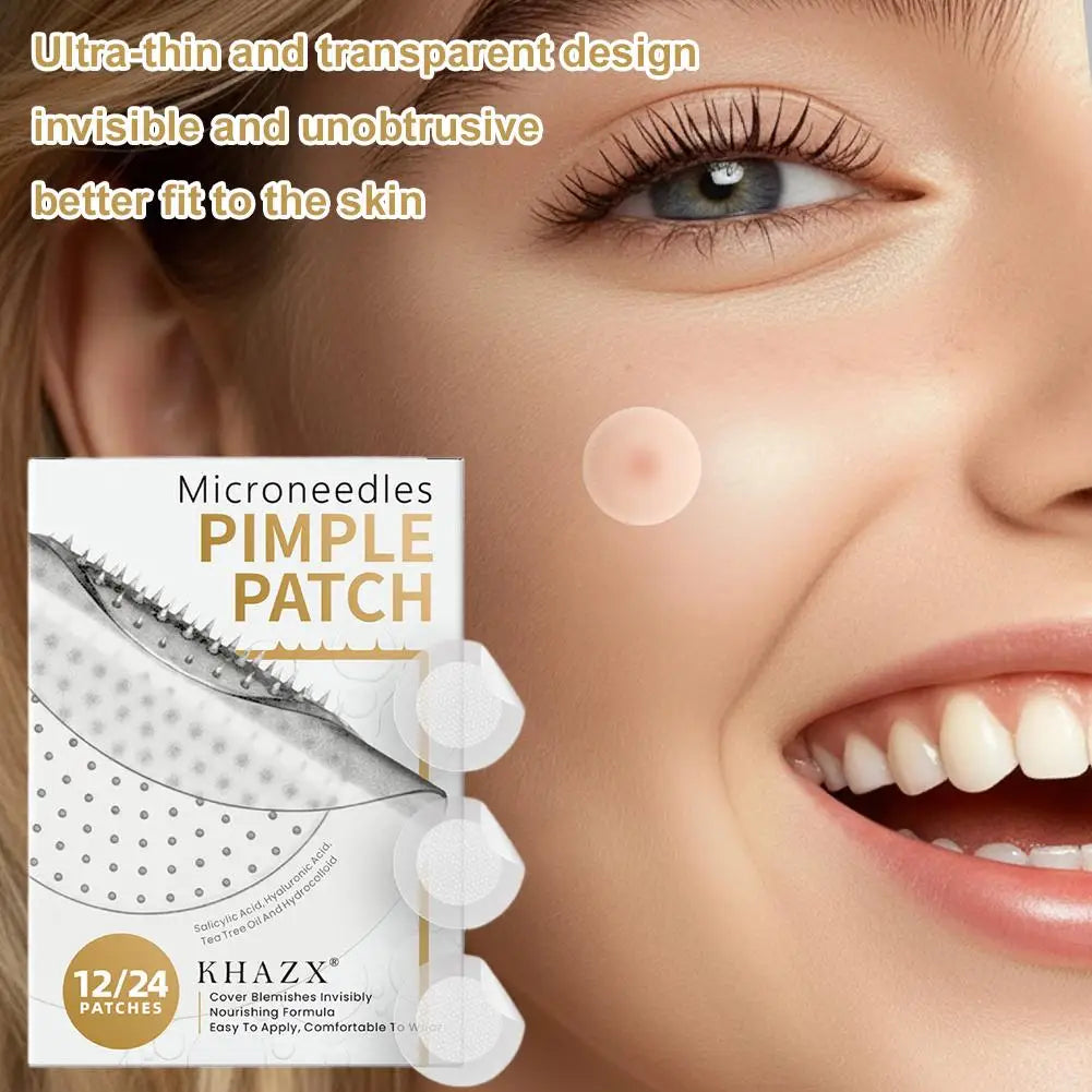 12/24PCS Micro Needle Pimple Patch Hydrocolloid Micropoint Pimple Patch For Acne Pimples Overnight, Invisible Acne Cover Patches Oasis Select