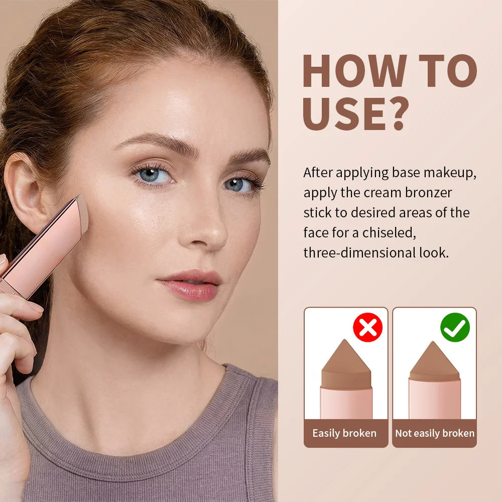 2 IN 1 Cream Bronzer And Contour Stick Waterproof Highly Pigmented Instant Depth & Dimension Contouring Face Makeup Cosmetics Oasis Select