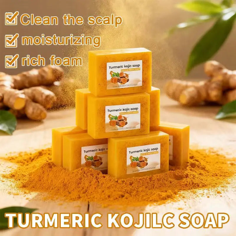 8Psc Turmeric Lemon Koji Acid Soap, Family Soap, Three-in-One Effect, Gentle Cleansing and Makeup Oasis Select