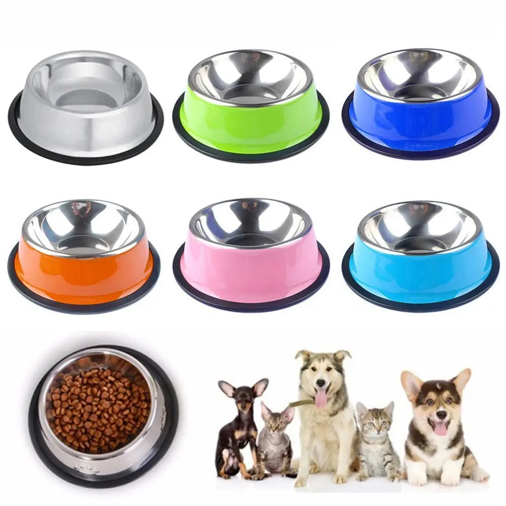 Stainless Cat Bowls Pet Steel Bowl Set Food Water Bowl for Dogs and Cats Anti-skid Cats Supplies Oasis Select