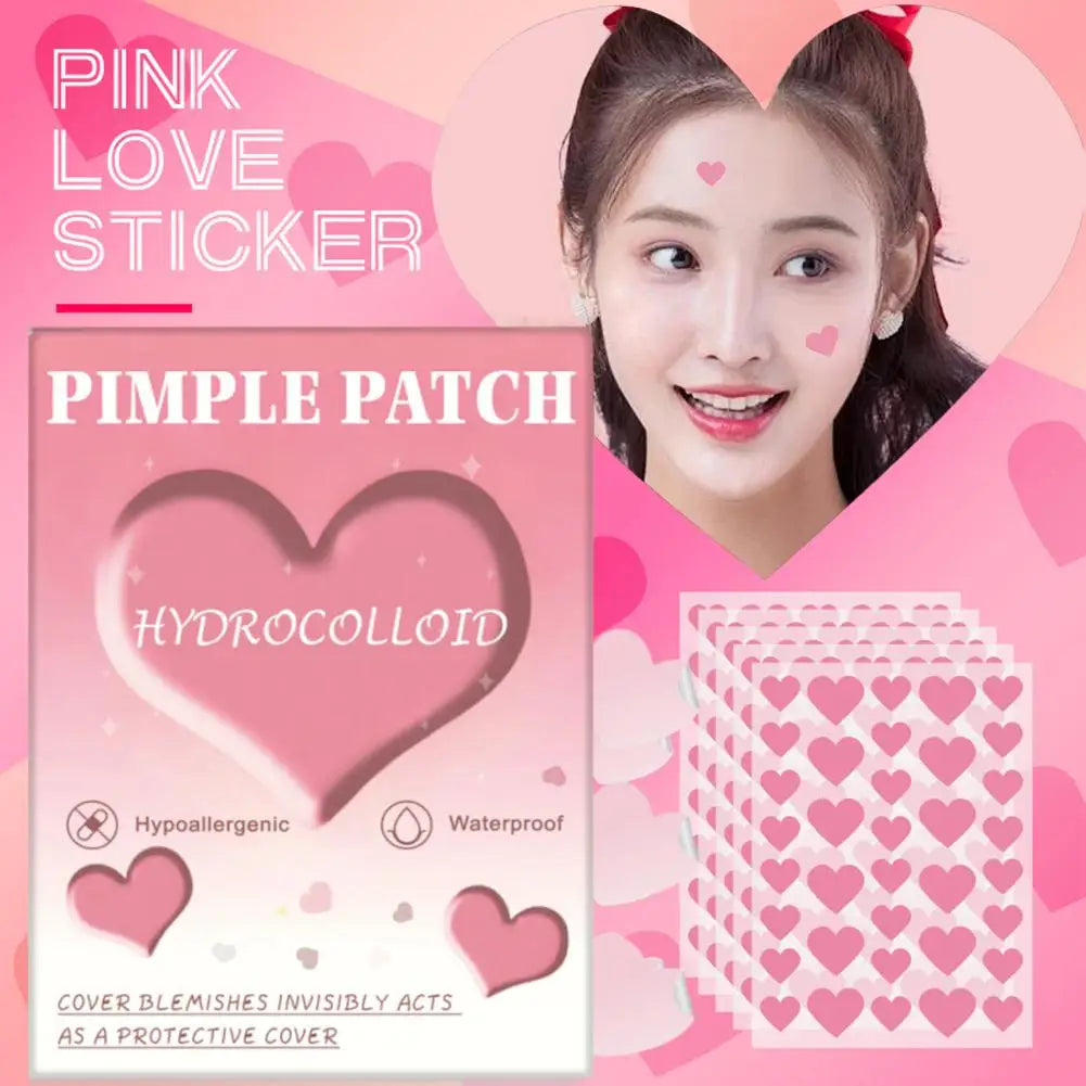 1080PCS Cute Pink Heart-Shaped Pimple Patches For Teens Girls Conceal Breakouts Acne Blemish Hydrocolloid Zit Stickers Skincare Oasis Select
