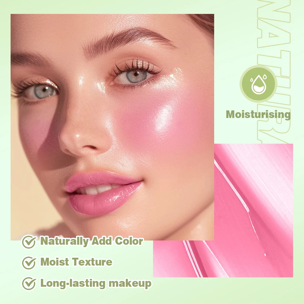 QIBEST 3 Colors Jelly Blush Stick Lip Balm Eyes 3-in-1 Multi-Use Matte Blush Moisturize Brighten Lipstick Watercolor Cosmetics Oasis Select