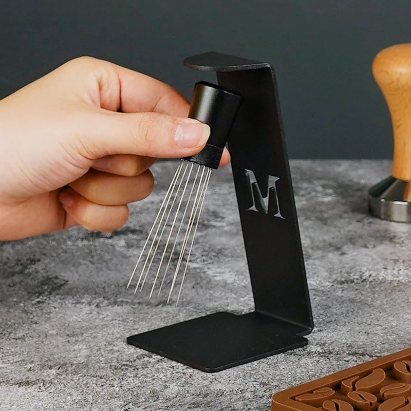 8 Needle Espresso Coffee Powder Tamper Coffee Stirrer,Stainless Steel Handle Distributor, Practical Coffee Accessories Cafe Tool Oasis Select