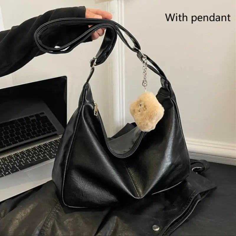 Retro PU Leather Shoulder Bag – Large Capacity Women's Tote