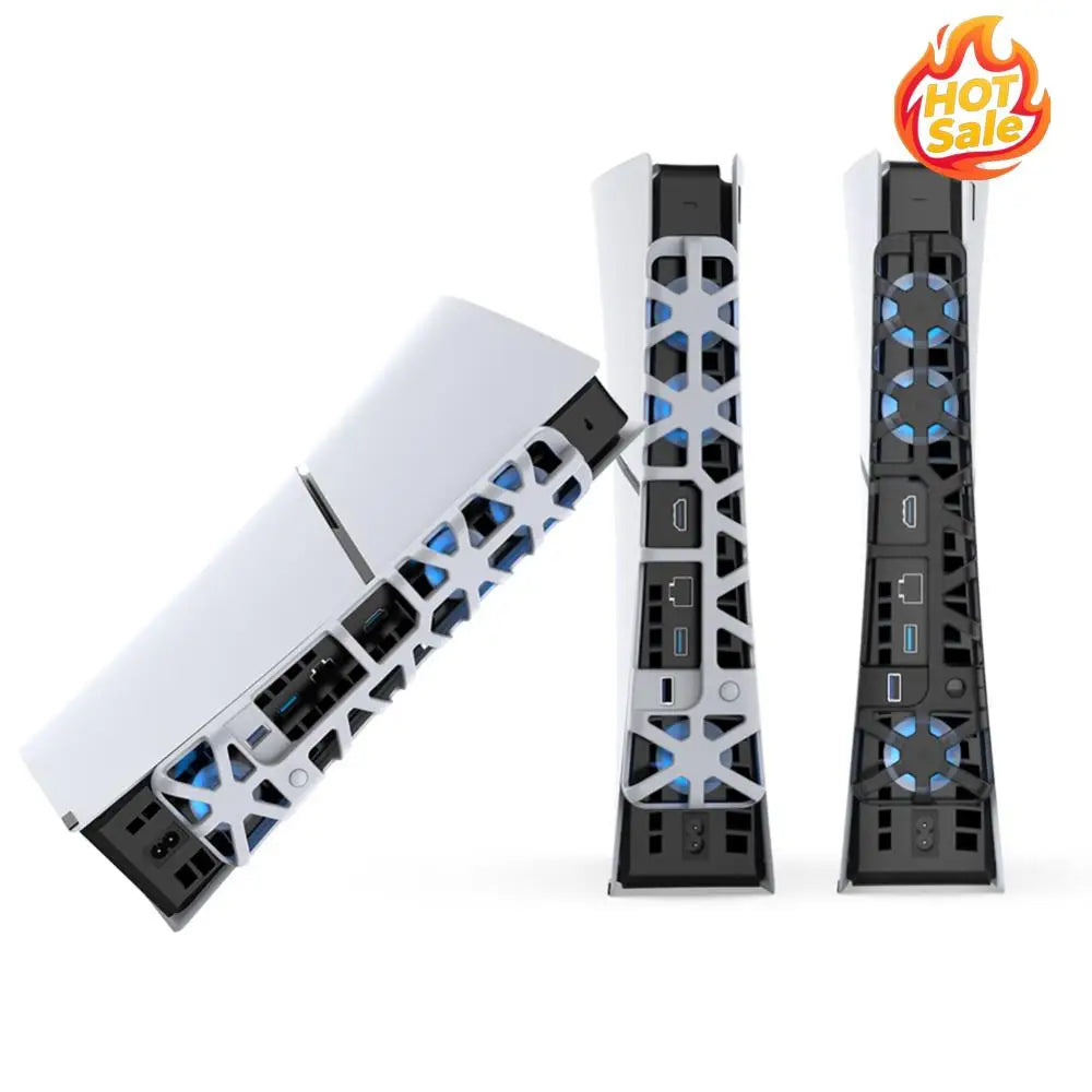 Cooling Fan with LED Light and 3 Fans Efficient Cooling System USB DC 5V Game Console Rear Cooling Fan 1100 RPM for PS Slim Oasis Select