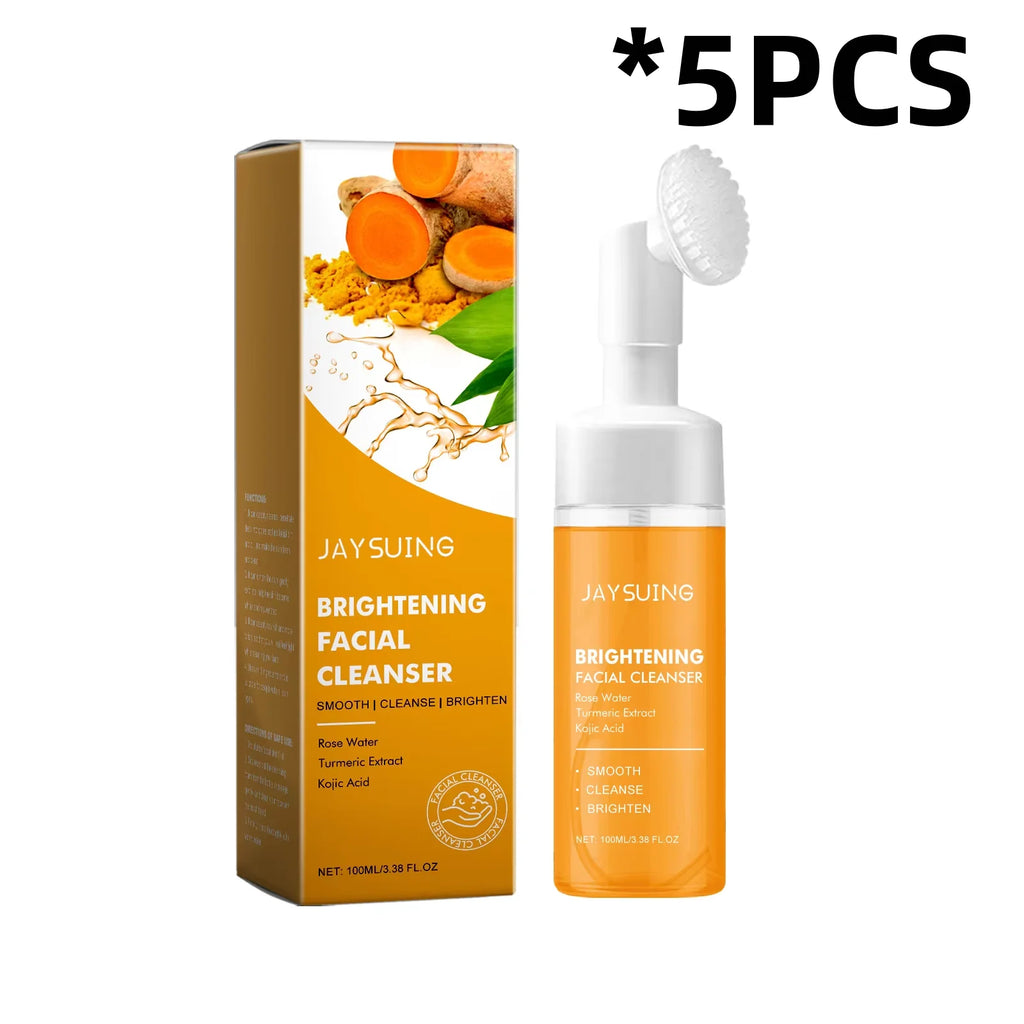 JAYSUING Turmeric Facial Cleanser Removing Blackheads Exfoliate Shrink Pores Improve Roughness Oil Control Foam Facial Cleanser Oasis Select 100ml Boxed X5 PCS