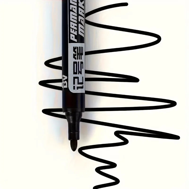 10/20pcs Permanent Marker Set, Waterproof Black Ink High-Capacity Oil-Based Pens, Office Supplies for Multi-Surface, Graffiti Oasis Select