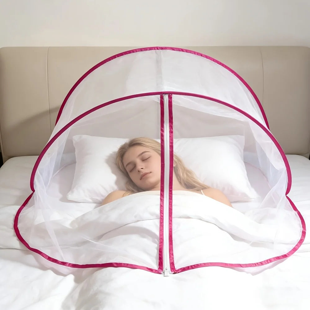 Mosquito Net, No Installation Required, Portable, with Mosquito Net Bedspread Hood, Portable Design,Suitable for Travel And Home Oasis Select rose red