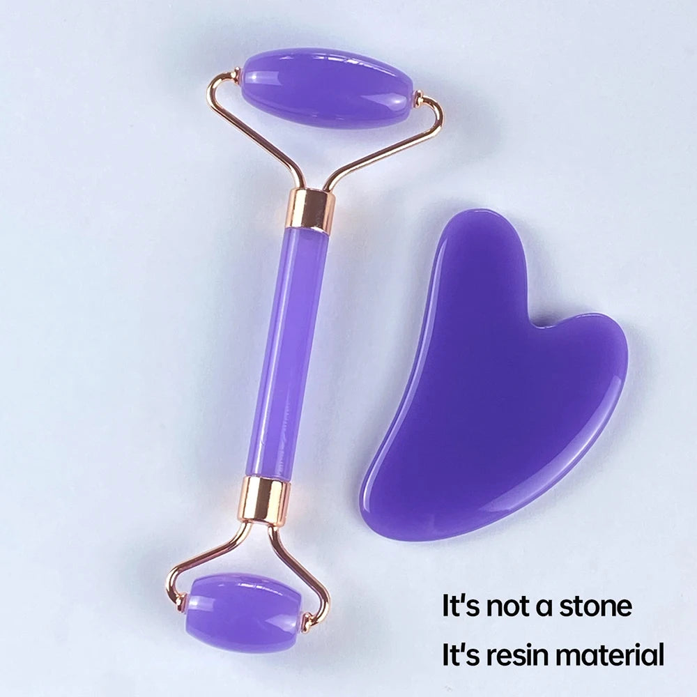 Facial Massage Roller & Gua Sha Scraping Tool Set – 2 Pcs Facial Massage Tool Set Oasis Select SZ119-Purple-02