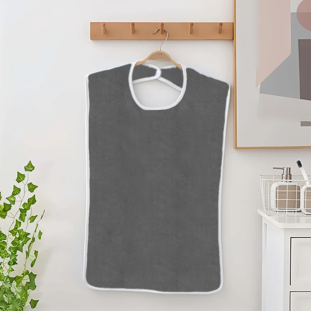 1pc Adult Bib for Eating and Care, Soft and Lightweight Daily Care Apron, Essential Aid for Elderly Mealtime Recovery Oasis Select grey