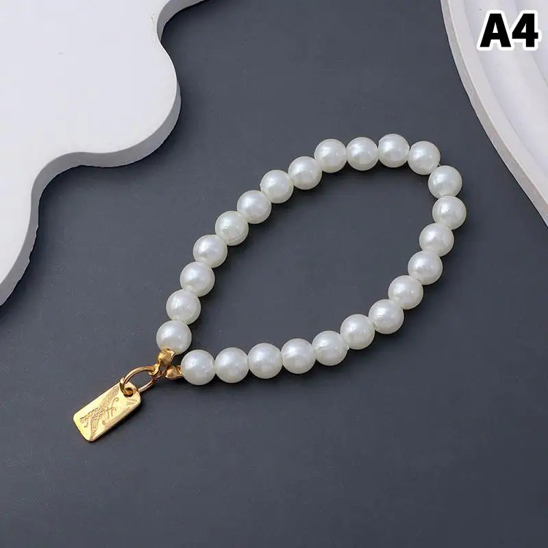Simulated Pearl Keychain – Beaded Bag Charm & Phone Pendant