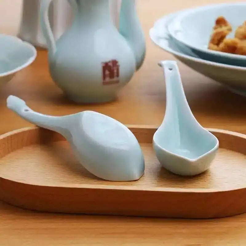 Longquan Celadon Spoon Tableware Flat Bottom Soup Spoon Congee Spoon Ruyi Spoon Oasis Select