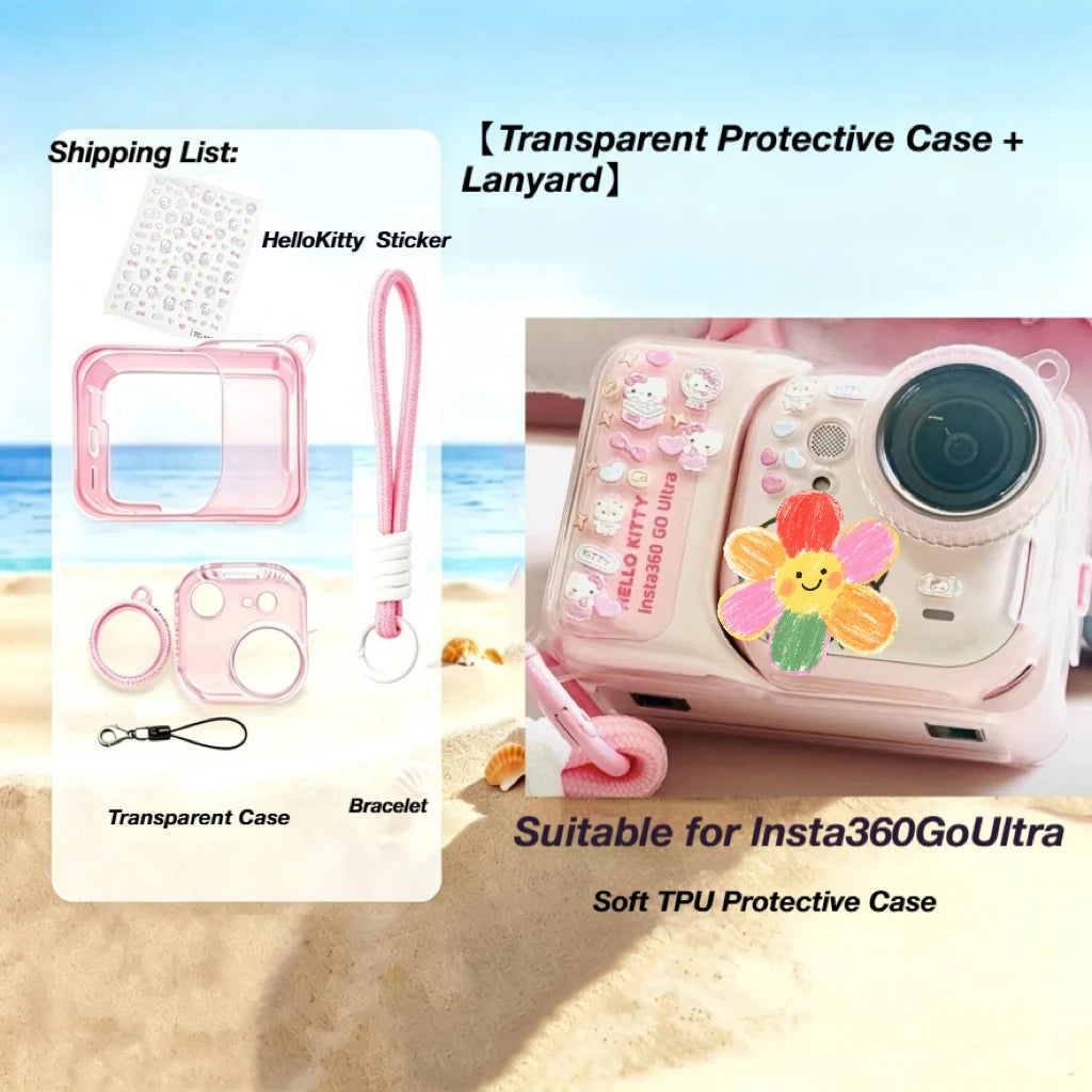 TPU Protective Case for Insta360 Go Ultra + Lens Cap & Lanyard
