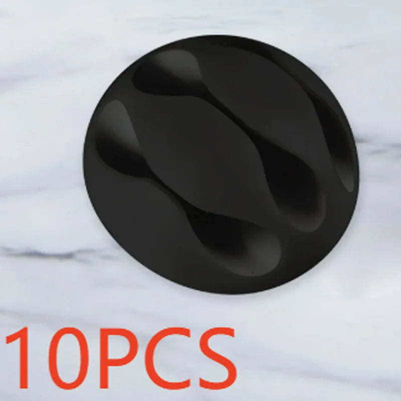 Simple 3-slot charging cable clip 4Pcs/10PCS/20PCS desktop cable wrapper, self-adhesive USB cable clip, mouse cable organizer Oasis Select 10pcs Black