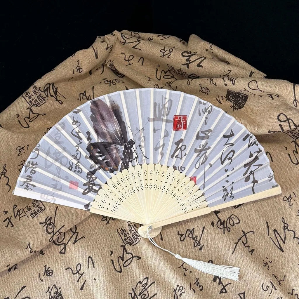 Bamboo Silk Folding Fan – Hanfu Dance, Photo Prop & Decor