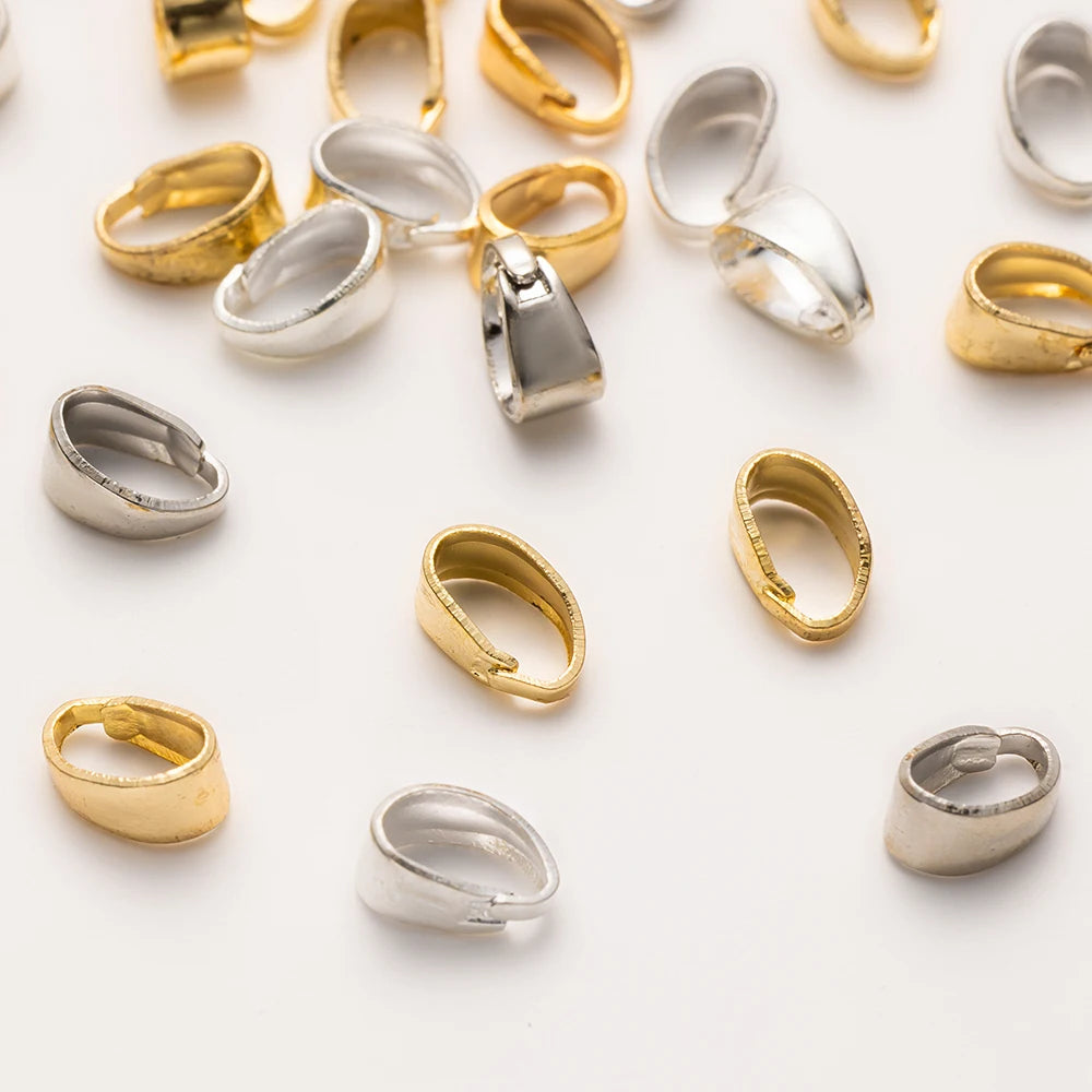 50pcs 18K Gold Plated Pendant Clips Pinch Bail Clasp Hook Connector for Necklaces Bracelets Jewelry Making Supplies Accessories Oasis Select