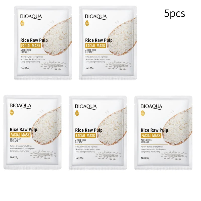 Rice Puree Facial Mask – Rice & Grape Seed Extract Sheet Mask Facial Sheet Mask Oasis Select 5Pc