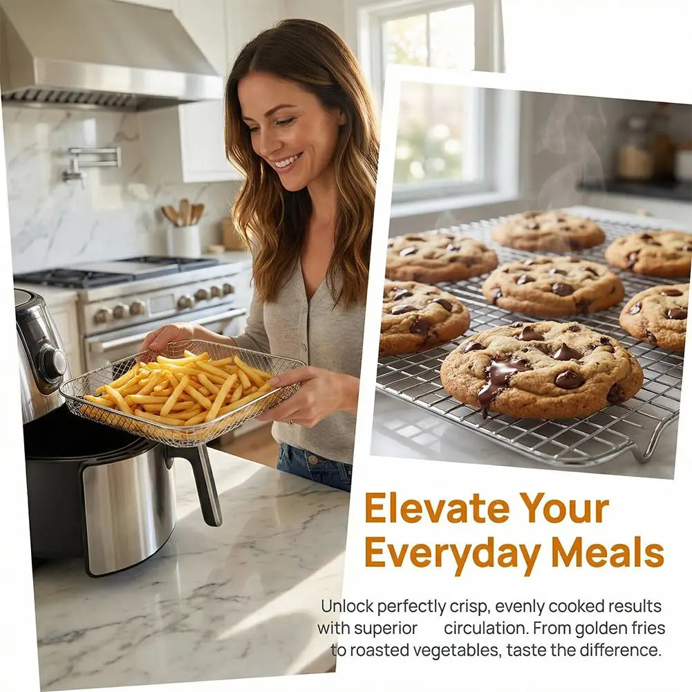Stainless Steel Air Fryer Stackable Mesh Rack – Oven & Dehydrator