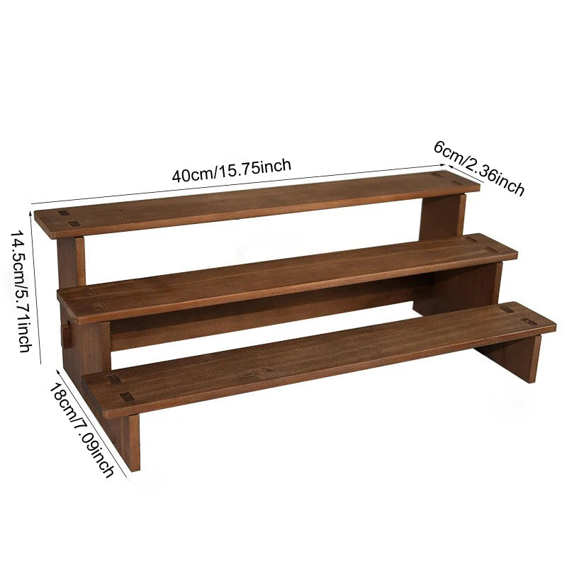Wooden Multi-Tier Jewelry & Figurine Display Stand | 2–5 Layers