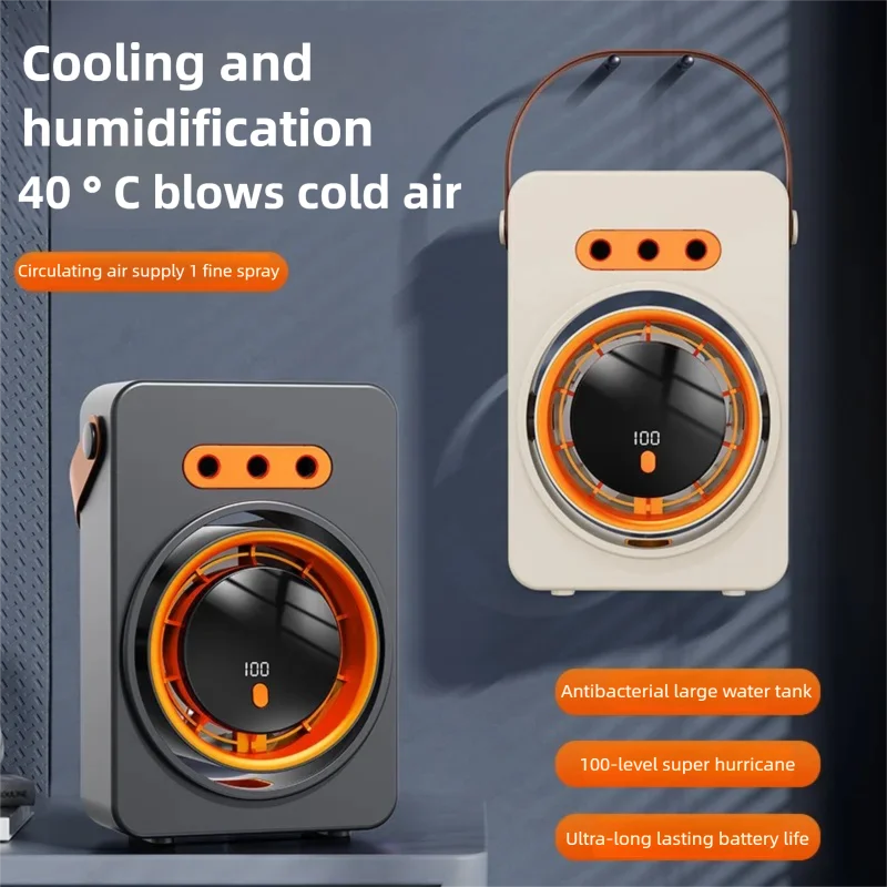 New Model Triple-Hole Mist Electric Fan USB Recharge Spray Fan Portable Cooling Fan Desktop Cooling Fan with 100-Speed Steples Oasis Select