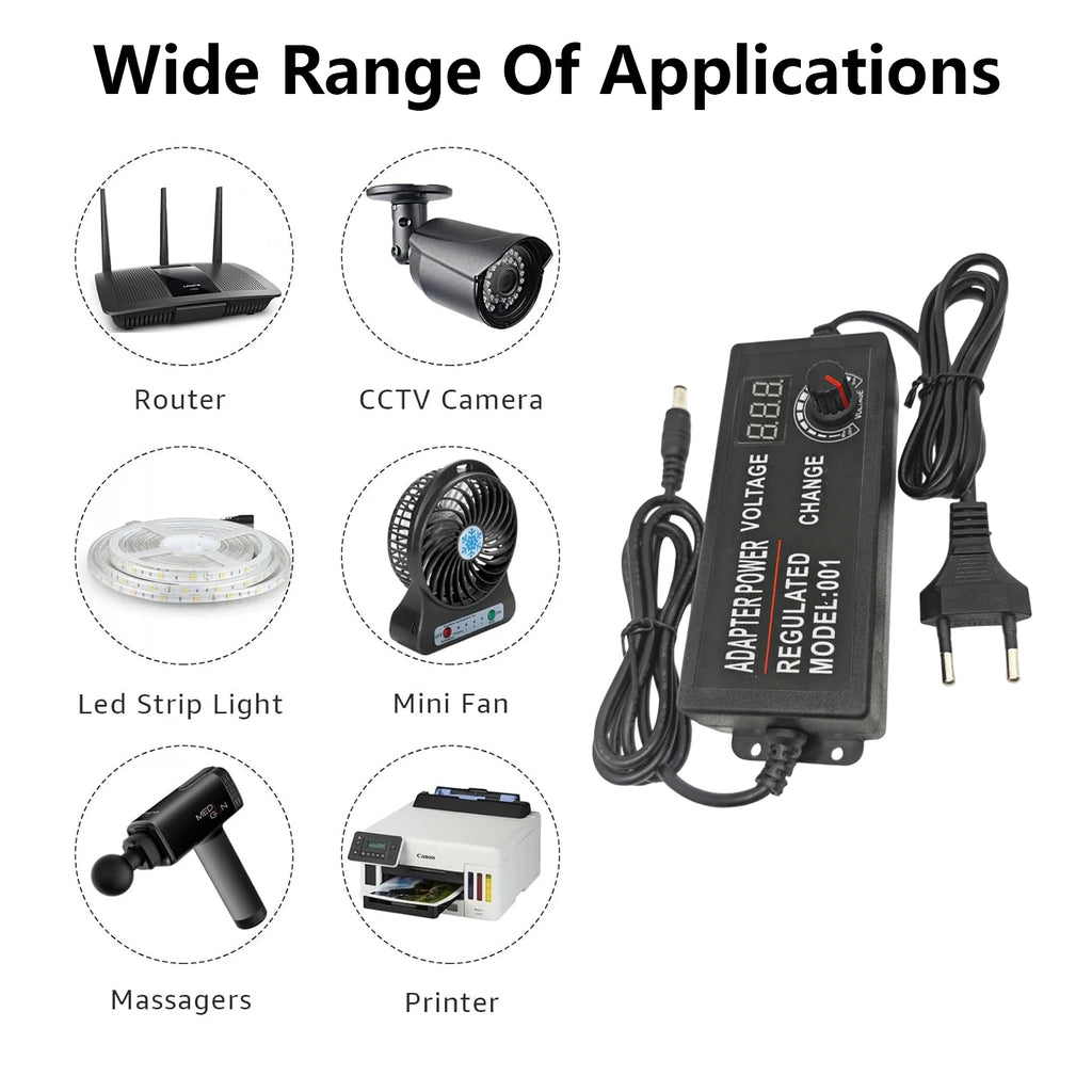Adjustable Power Supply AC 220V TO DC 3V 9V 12V 24V 36V 72W Power Adapter with 9 Plug Connect Universal Adapter For LED Strip Oasis Select