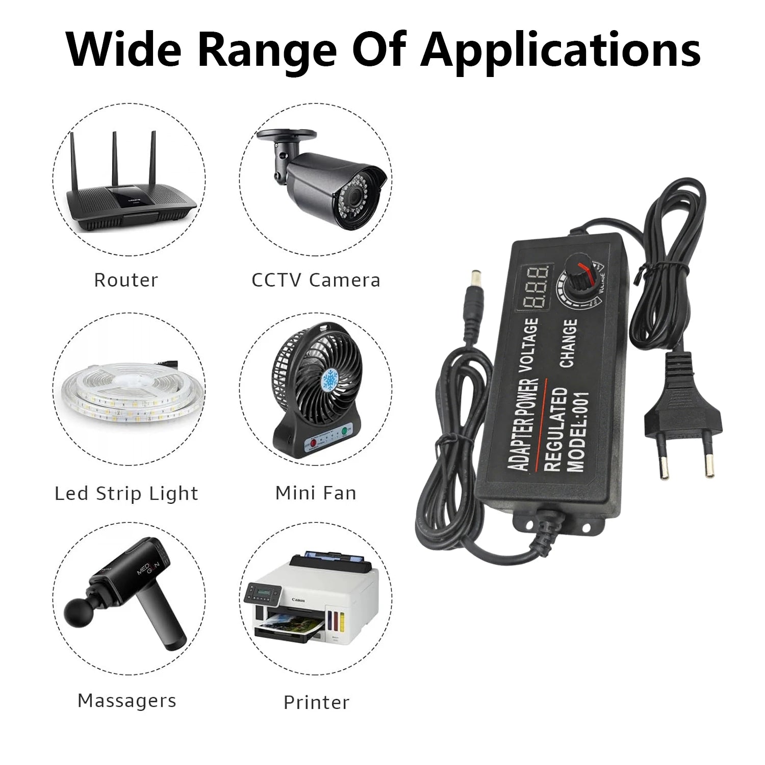 Adjustable Power Supply AC 220V TO DC 3V 9V 12V 24V 36V 72W Power Adapter with 9 Plug Connect Universal Adapter For LED Strip Oasis Select