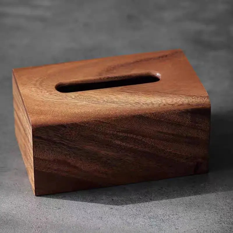 Retro Walnut Paper Towel Box Simple Solid Wood Paper Box Domestic Chinese Paper Towel Storage Box Oasis Select