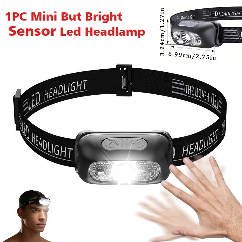 Rechargeable 5 LED Headlight Ultra Bright Powerful Waterproof Head Flashlight Head Torch for Outdoor Camping Running Lighting Oasis Select Mini sensor Light