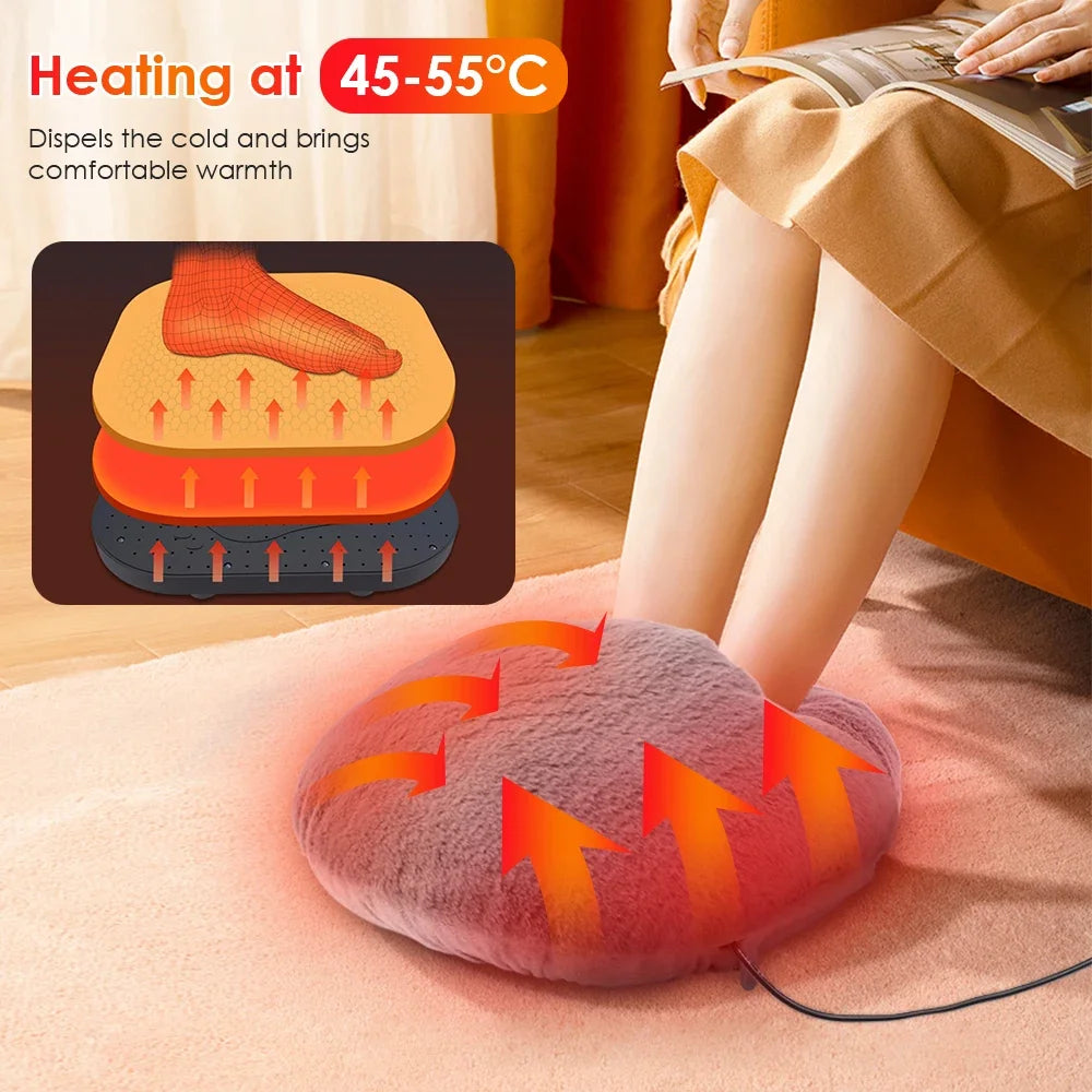USB Electric Foot Warmer Heating Pad – Soft Plush Under Desk Mat