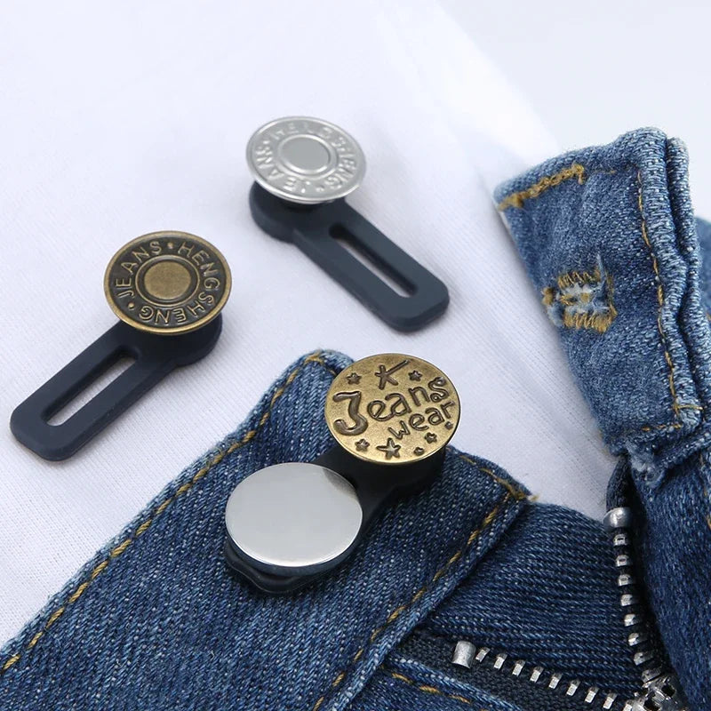 5/10pcs Metal Button Extender Perfect To Any Jeans Pants Free Sewing Retractable Jeans Waist Button Extended Buckles Fixing Kit Oasis Select