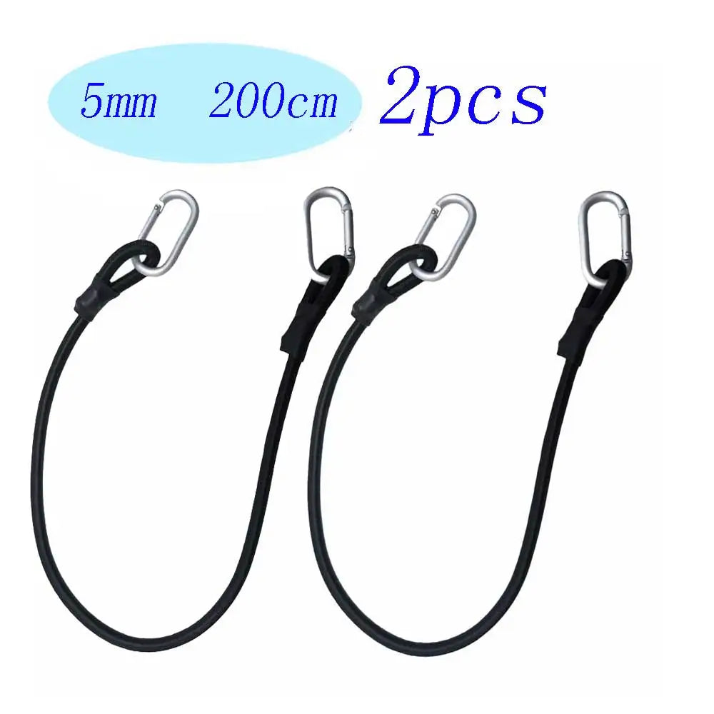 2pc Heavy Duty Bungee Shock Cord Tie Down Straps with Snap Hooks for Camping Tents Kayaks Boat Trailer Fishing Gear Organization Oasis Select 2pcs 5mm 200cm
