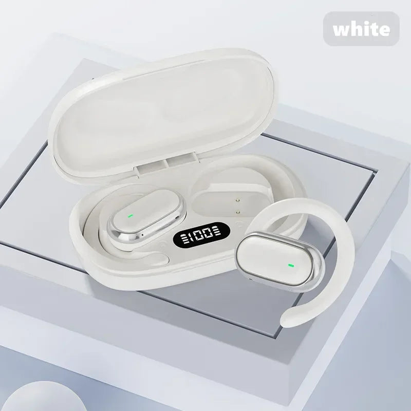 Original X96 TWS Bluetooth Headphones Wireless LED Digital Display Earphones Noise Reduction OWS Headset for all smartphones Oasis Select white