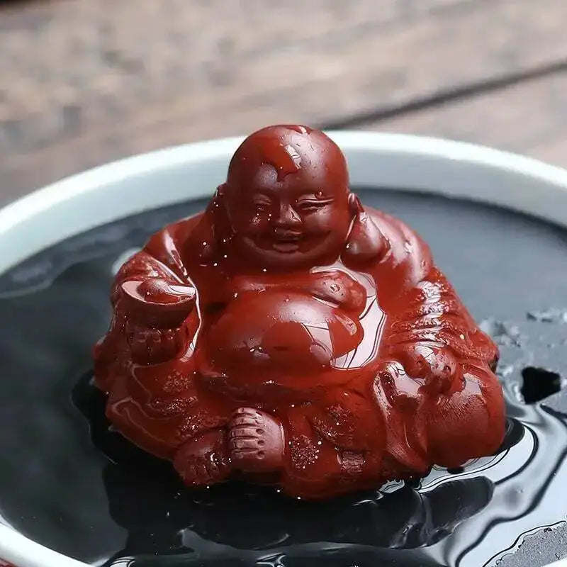 Yixing Zisha Tea Pet Buddha Figurine Dahongpao Maitreya Buddha Rulai Sculpture Tea Set Creative Model Can Raise Tea Pet Oasis Select