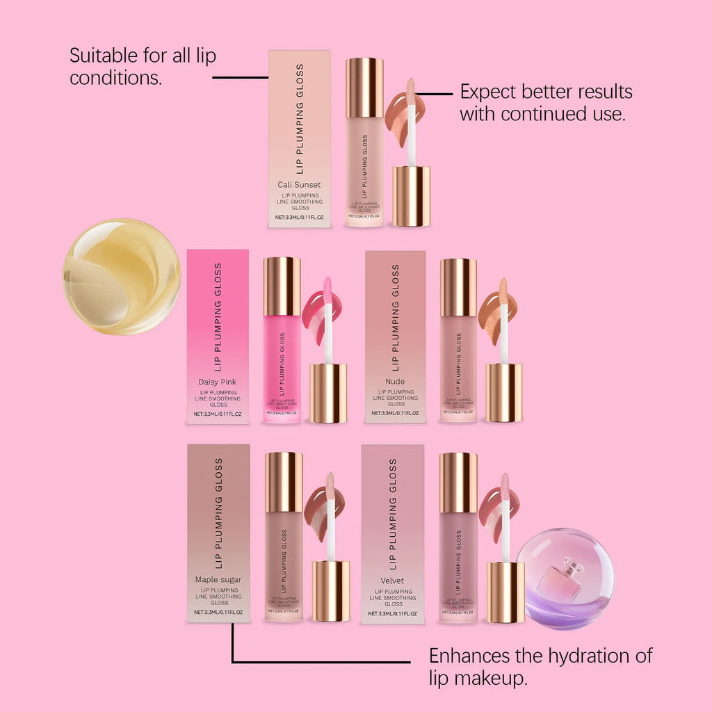 Water Light Lip Gloss Mutil Color Plump Lips Hydrating Lips Fade Lip Lines Boost Shine Lightweight Portable Lip Plumping Gloss Oasis Select