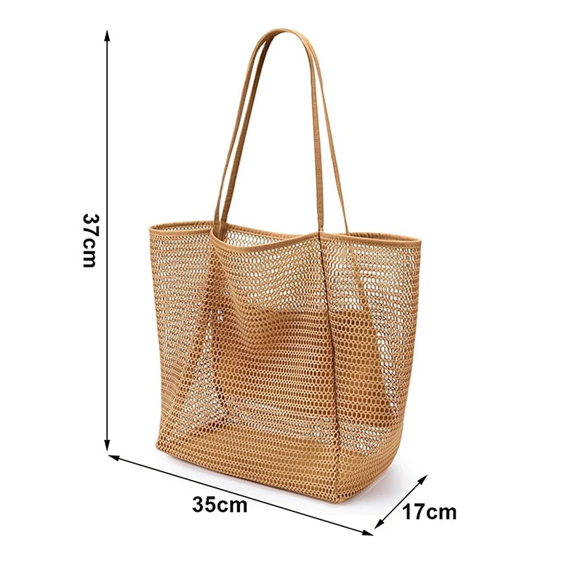 Summer Mesh Tote Bag Women's Breathable Shoulder Bag 여름용 메쉬 핸드백 Сумка женская Lightweight Bag Oasis Select one size Brown