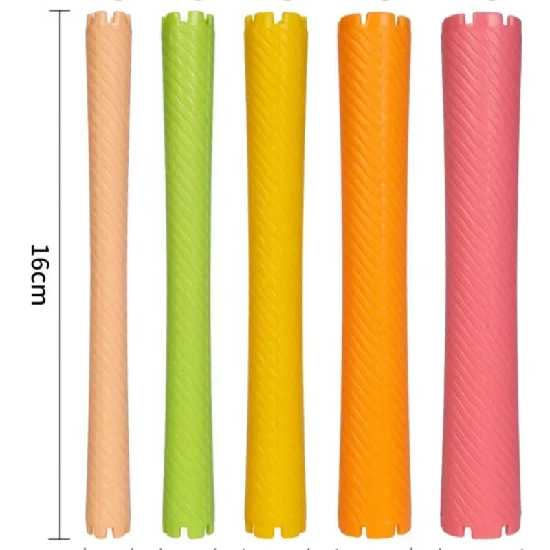 6pcs DIY Heatless Lengthened Hair Roller Stick Perm Tools Hollow Design Spiral Hair Curler Magic Curls Curly Hair Styling Kits Oasis Select