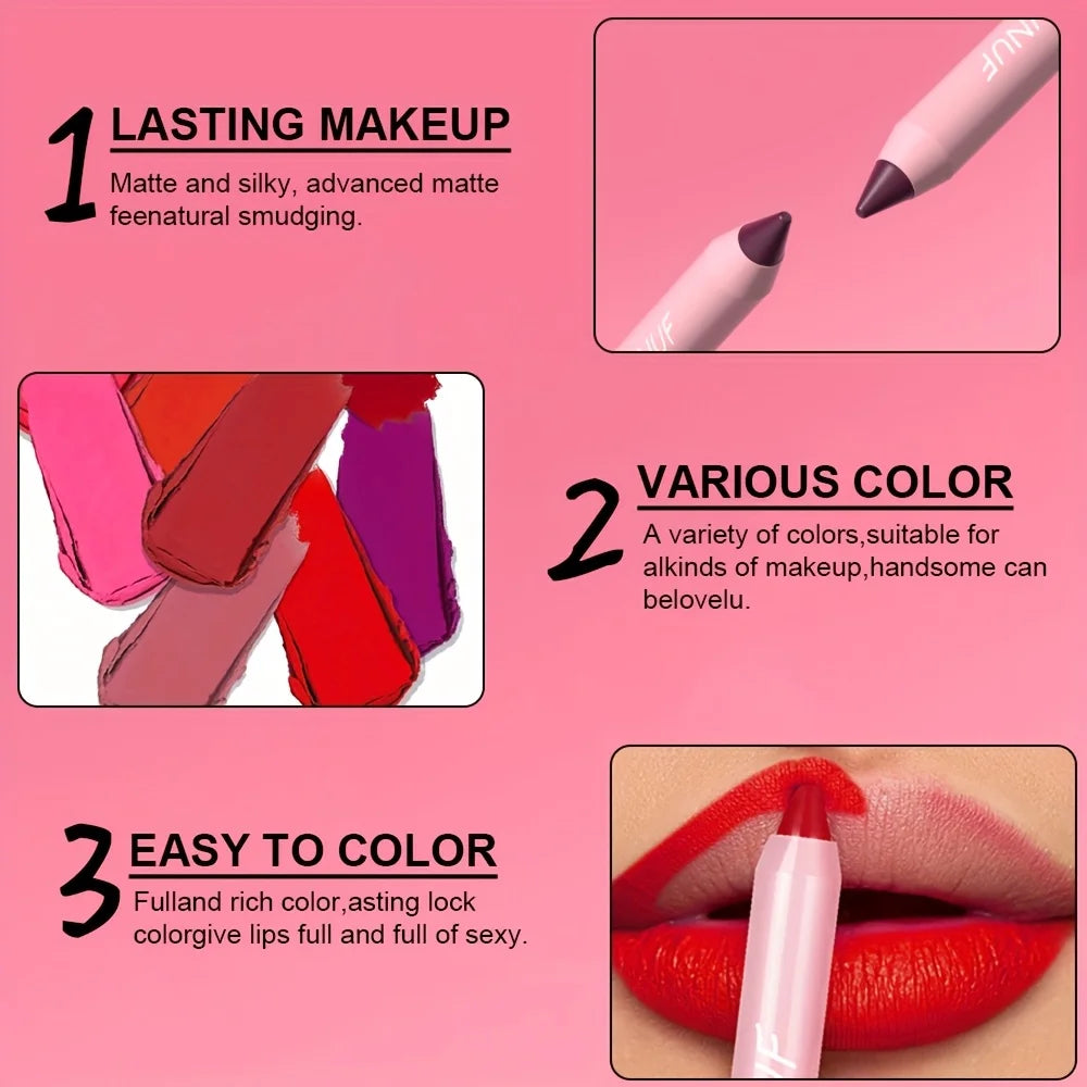 DUNUF 1 Pcs Matte Lip Liner Velvet Lip Gloss Waterproof Long-Lasting Easy to Color Music Festival Ready Lip Makeup for Lipstick Oasis Select