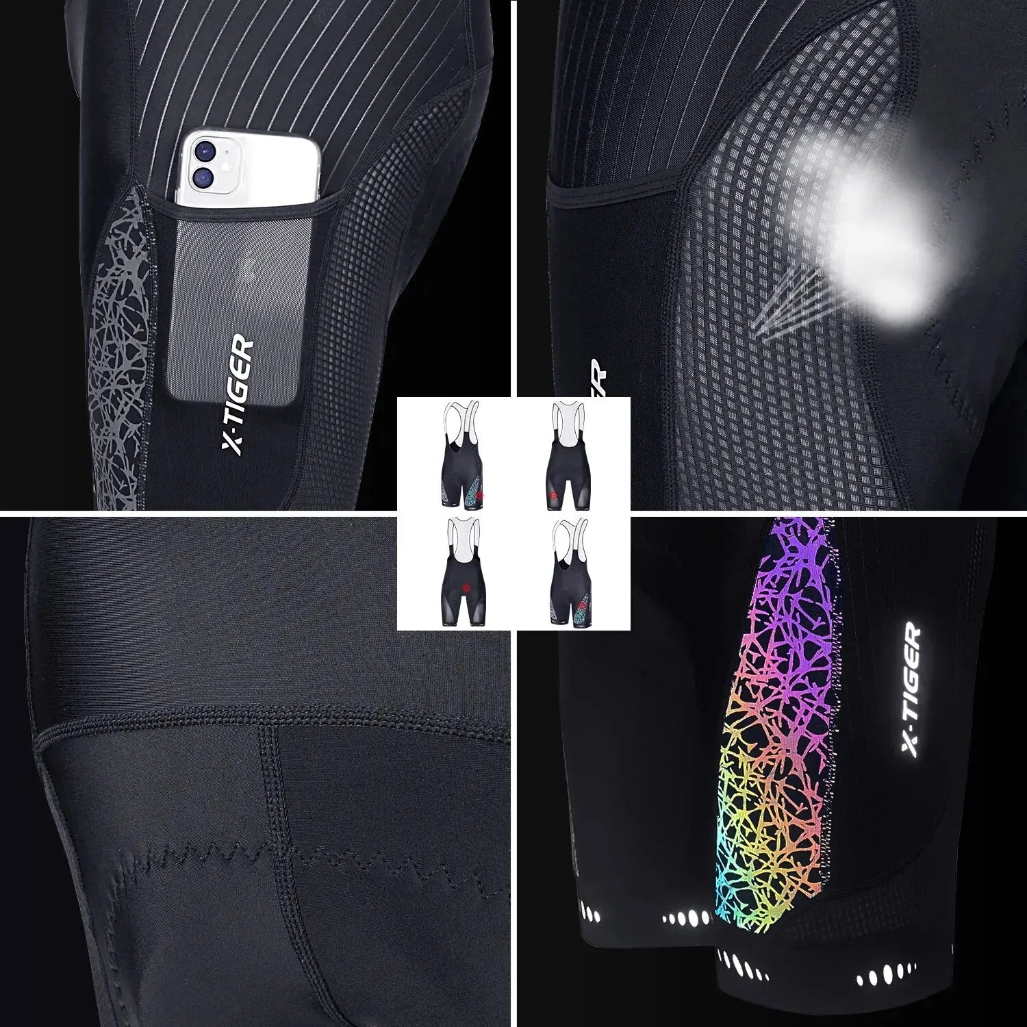 Cycling Bib Shorts 5D Gel Pad Mountain Bike Shorts Bretelle Pockets Outdoor Breathable UPF50+ Bike Tight Bicycle Shorts Oasis Select