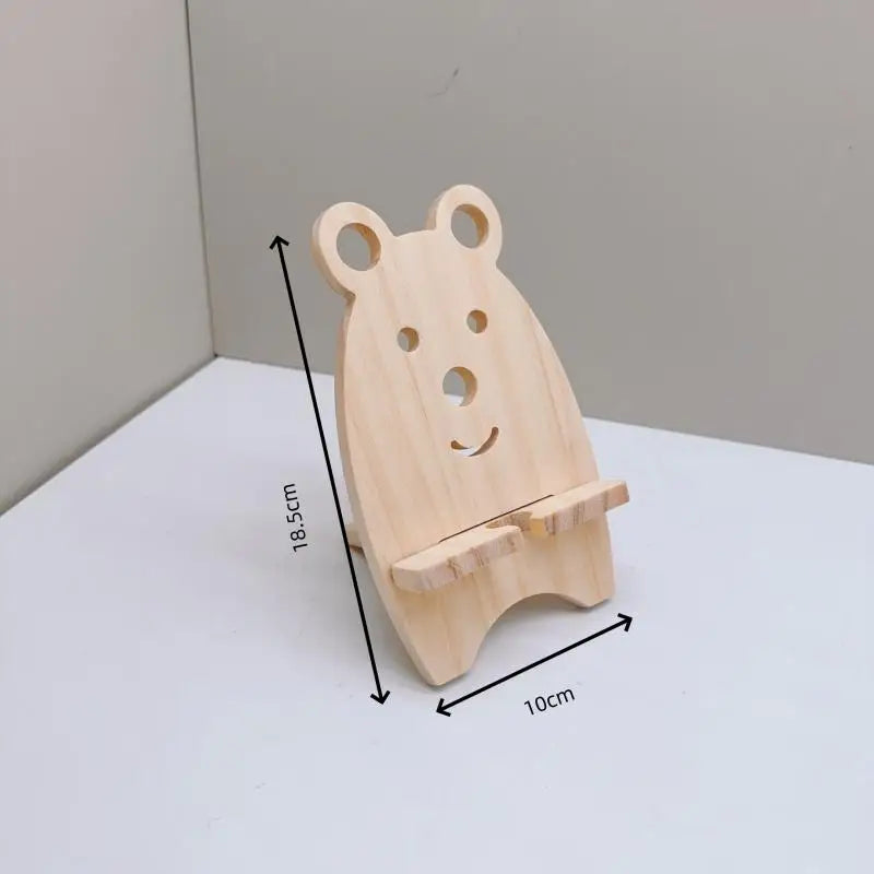 1PCS Wooden Foldable Phone Stand Creative Cartoon Shape Desktop Lazy Bracket Charging Base Oasis Select A1