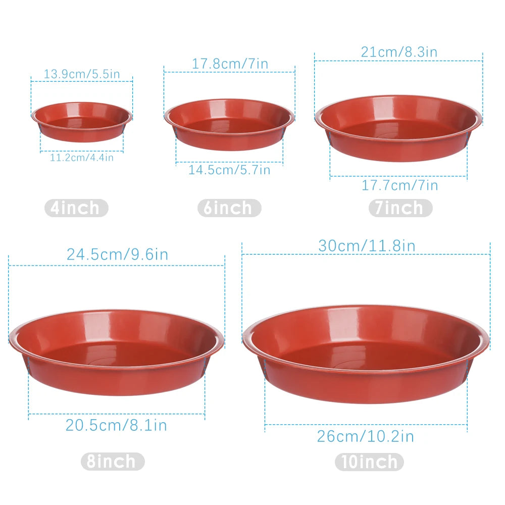 3Pcs Round Shaped Plant Trays Durable Plastic Drip Trays Heavy Duty Tray Saucers Red White Black Indoor Outdoor Flower Pot Oasis Select