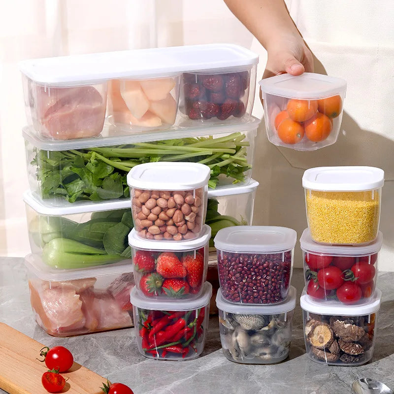 Reusable Small Freezer Storage Containers Stackable Airtight Spice Jars Food Sealing Boxes Kitchen Fridge Organizer and Pantry Oasis Select