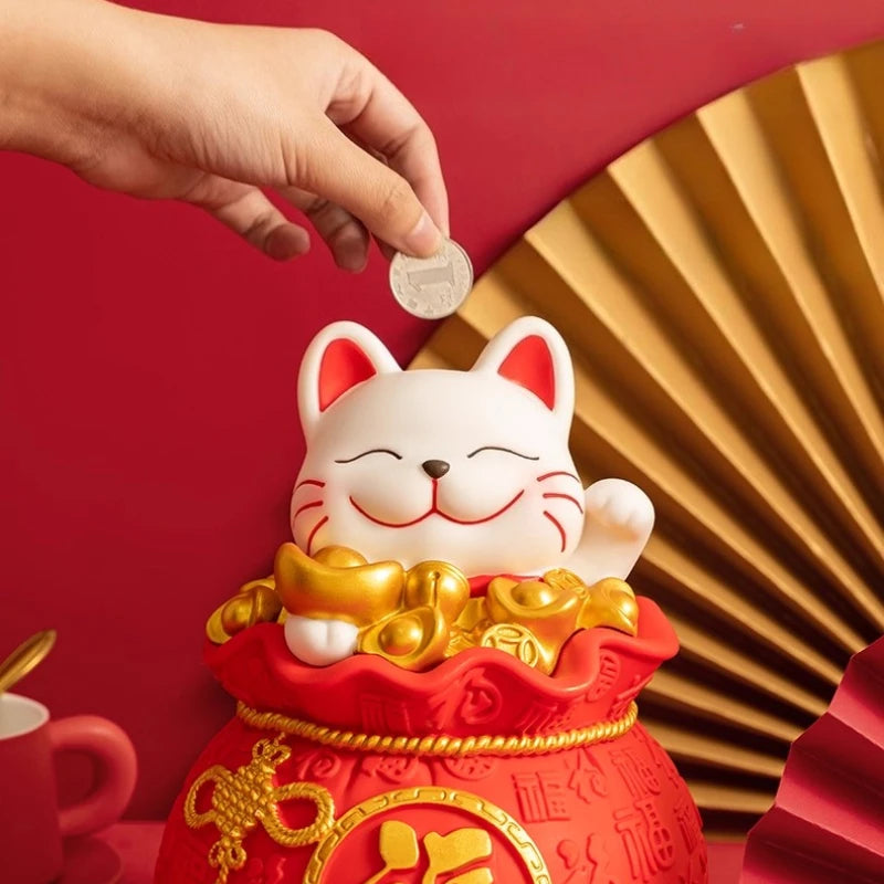 1Pcs Lucky Cat Money Box Cute Safe Kids Birthday Gifts for Boys Girls Savings Coins Banking Home Decor New Year Oasis Select