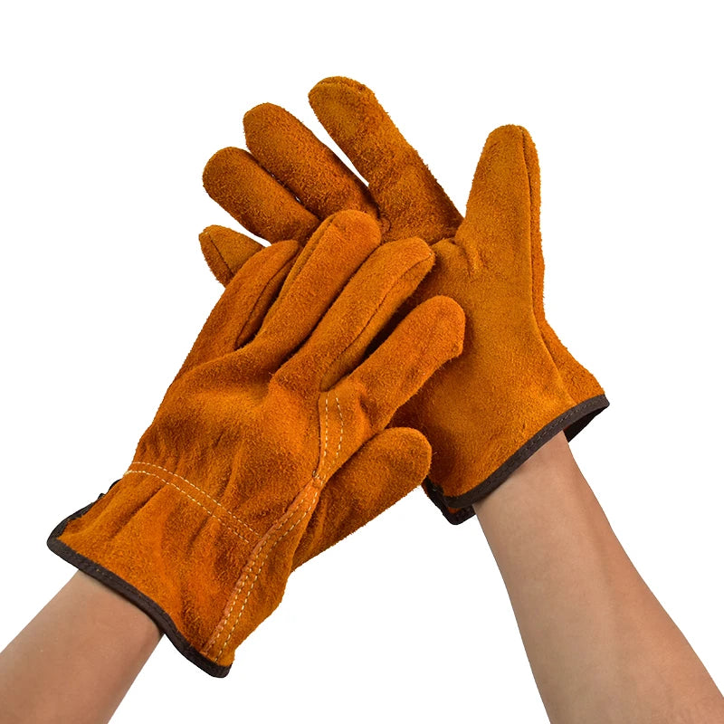 3/5/10 Pairs Labor Protection Work Gloves Soft Cowhide Welding Safety Protection Wear-Resistant Insulated Welding Gloves Oasis Select